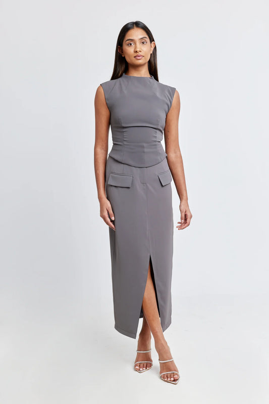 Midi Skirt and Top | Slate Grey