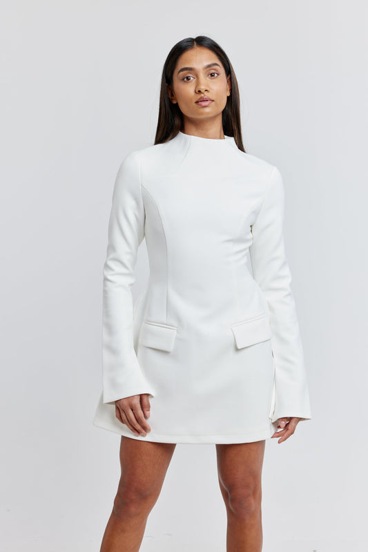 Split Sleeve Mini Dress | White